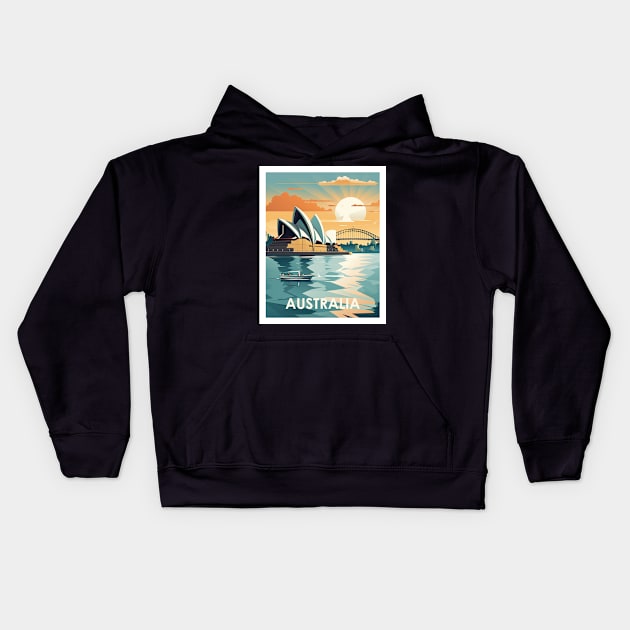 AUSTRALIA Art Kids Hoodie by MarkedArtPrints